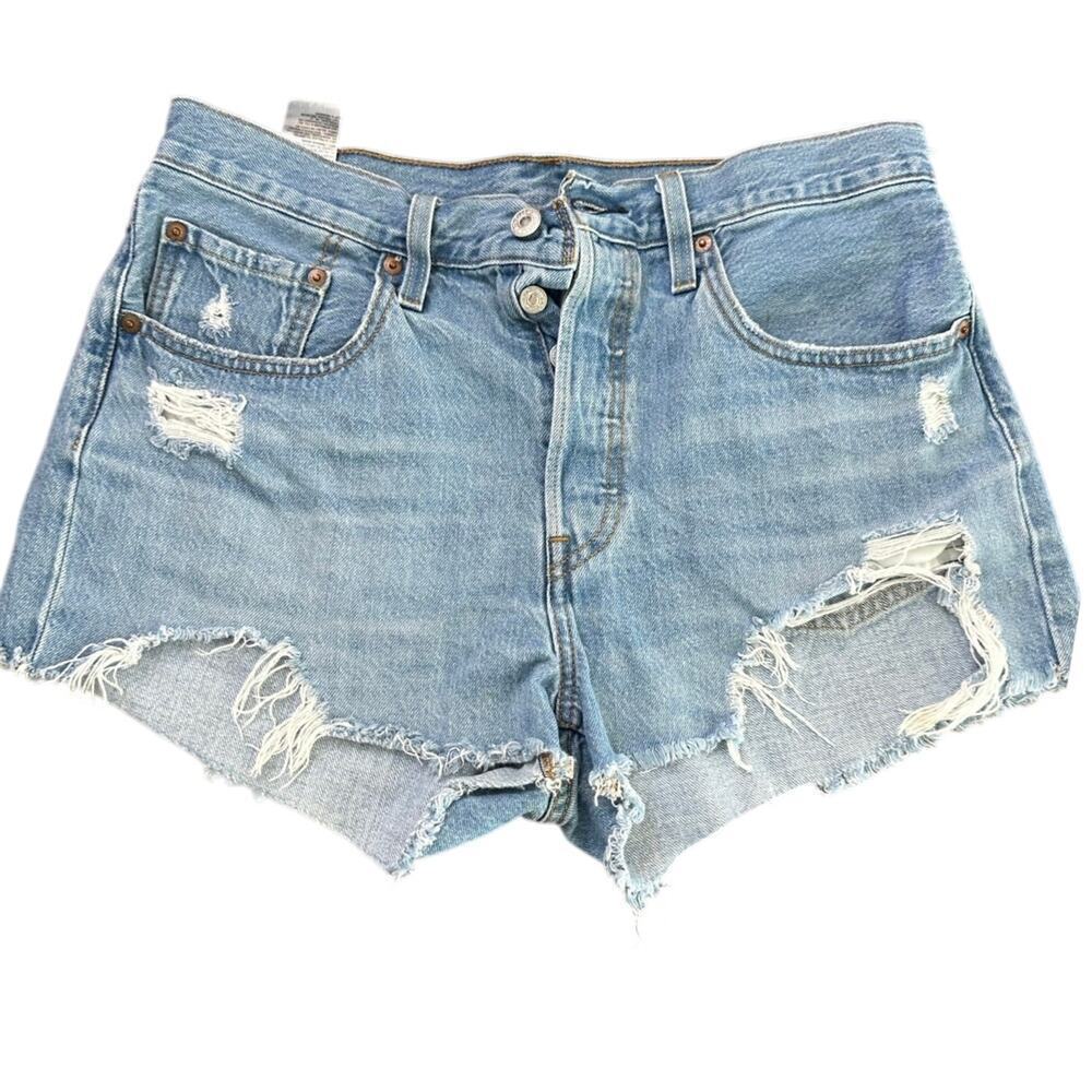 Levi's Women's Blue High-Rise Cutoff Denim Jeans Short Size W30